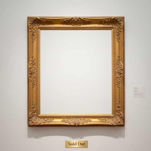 An empty frame in a museum representing a sold item on TVVH Fine Art