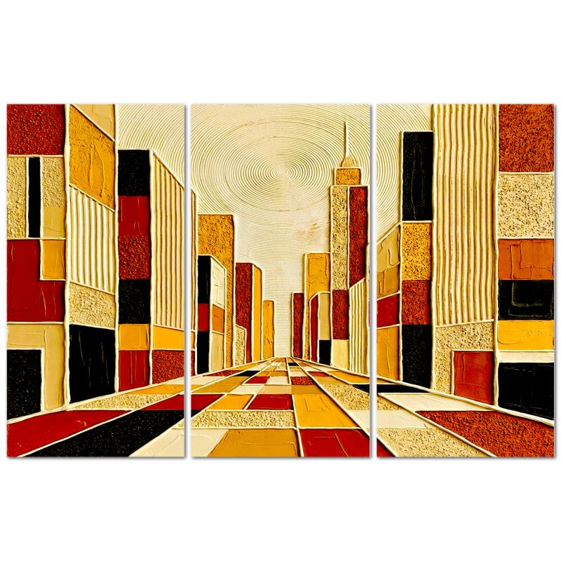 Triptyque mural en toile "Géométrie d'une ville"