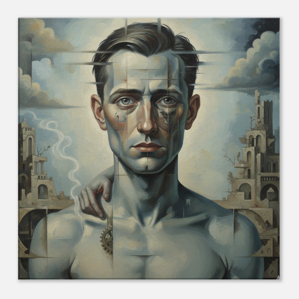 "The Fractured Man" Surrealistic Portrait art | Matte Canvas Print Art Print Material for 20x20 cm / 8x8″ by TVVH_Urban