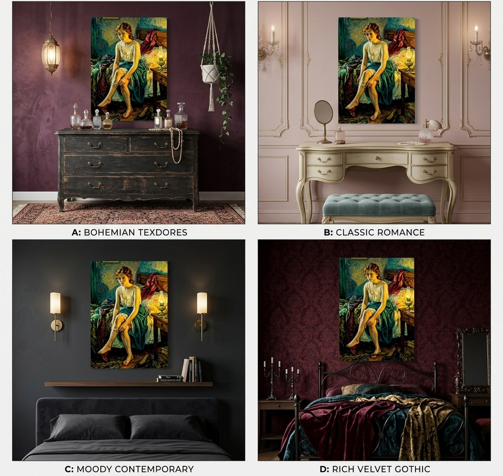 "Her Awakening" Impressionist styled Boudoir Matte Canvas art