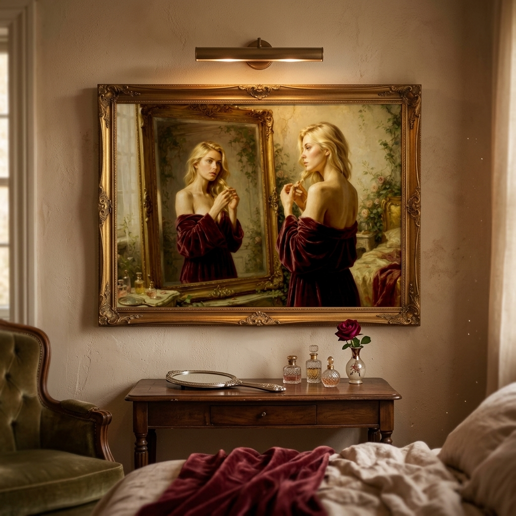 "Overgrown: The Mirror " Classical Study Matte Canvas Print | Fine Art Studio Portrait